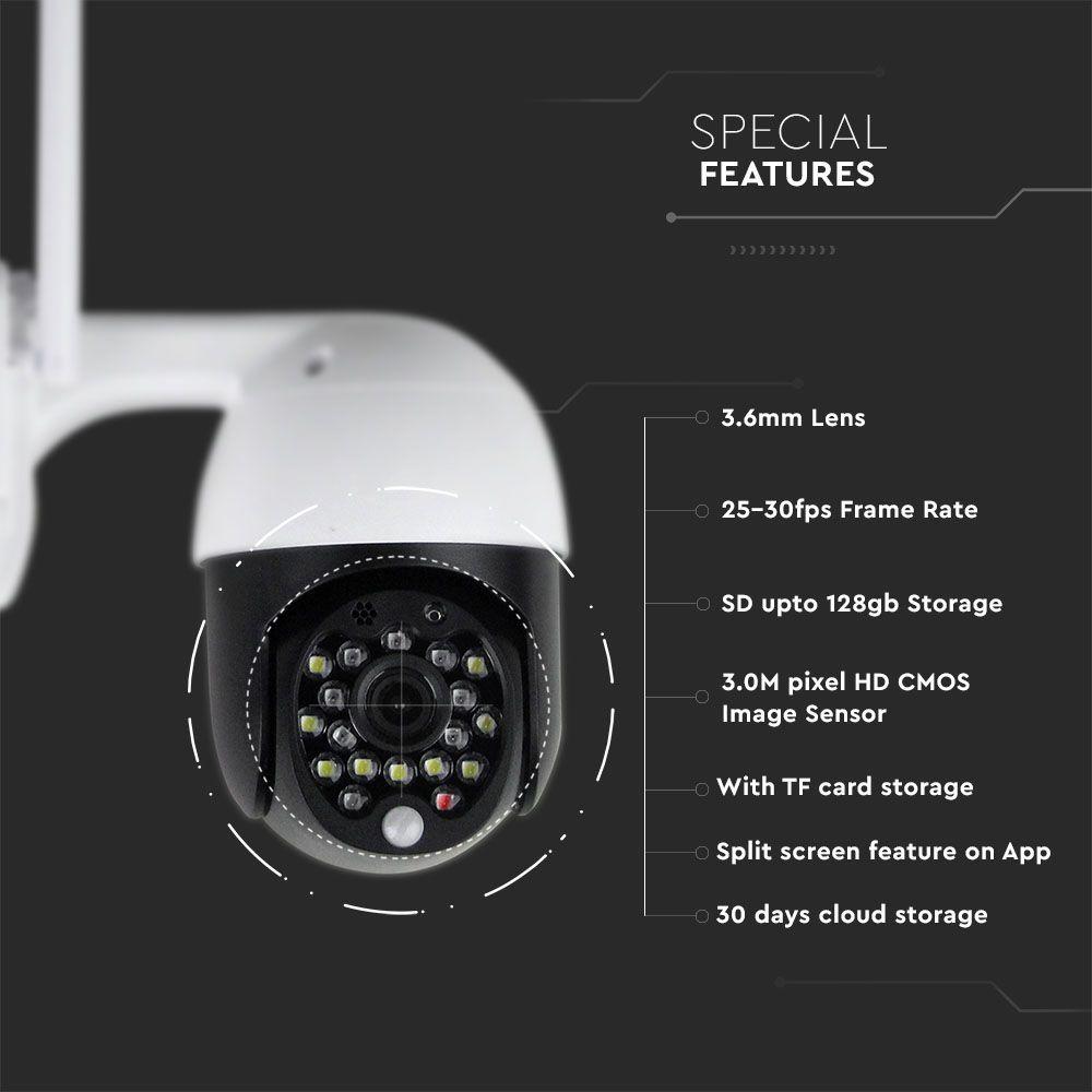 VT-5159 IP OUTDOOR WIFI CAMERA WITH RED & BLUE LIGHT-3MP-IP65-DOME