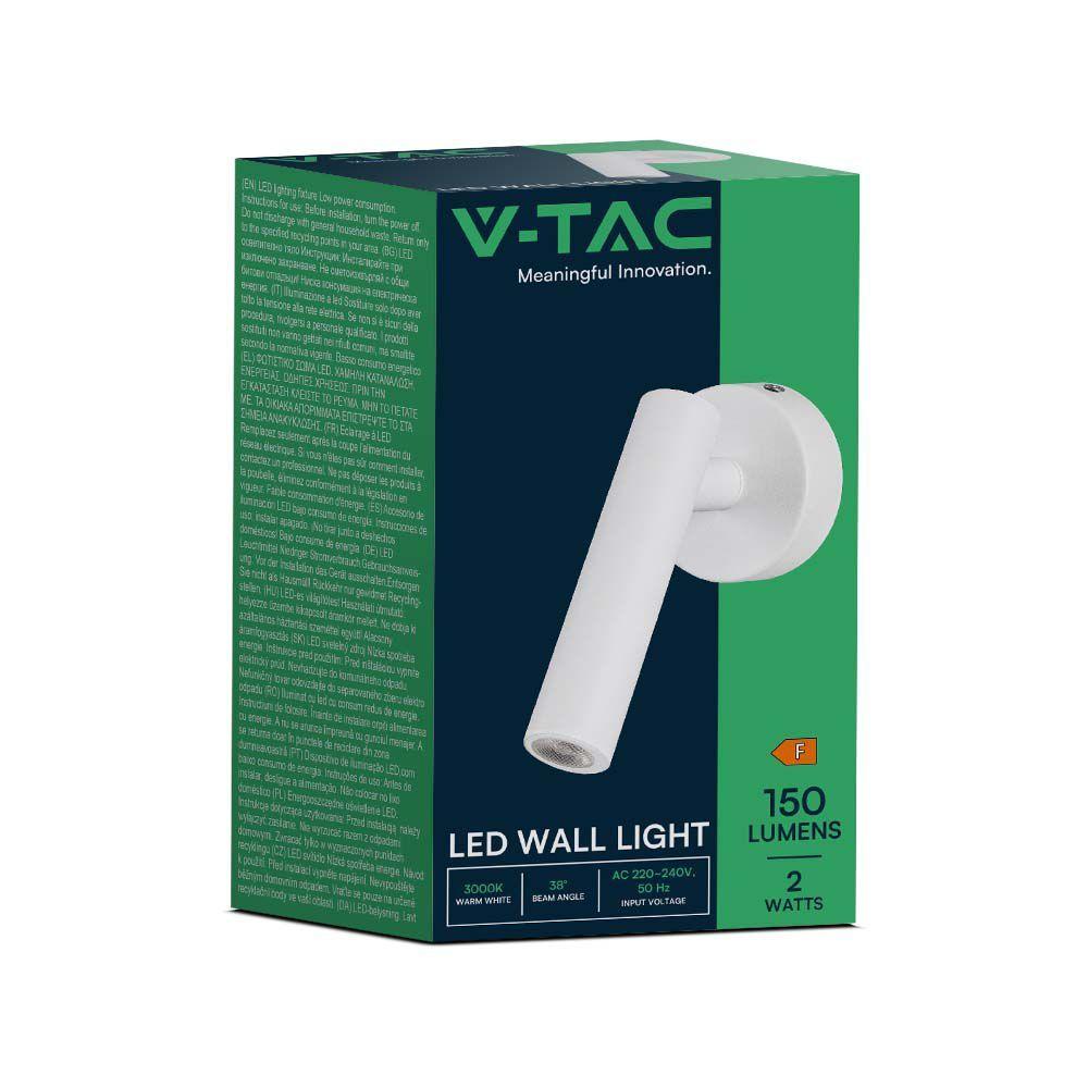 VT-412-M 2W LED WALL MOUNTED SPOTLIGHT 3000K WHITE BODY