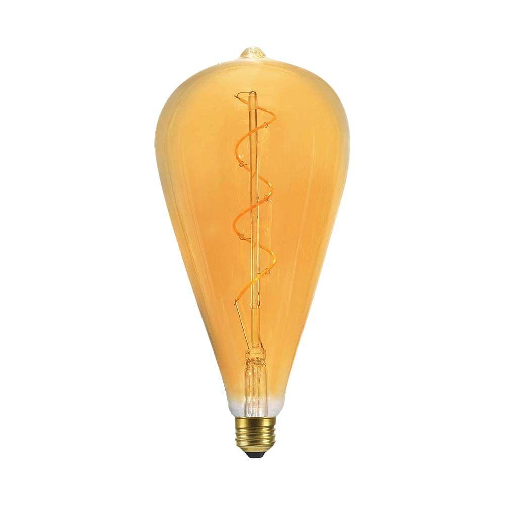 4W ST120 Żarówka LED Filament spiralny, Barwa: 2700K, Szkło: Bursztynowe , VTAC, SKU 23172