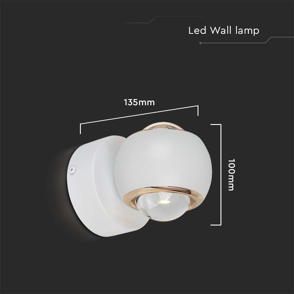 10W LED Lampa Ścienna LED, Barwa: 3000K, Obudowa: Biała     , VTAC, SKU 23008