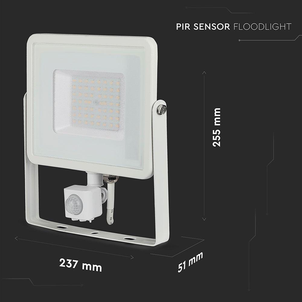 VT-50-S 50W SMD PIR SENSOR FLOODLIGHT SAMSUNG CHIP 3000K WHITE BODY