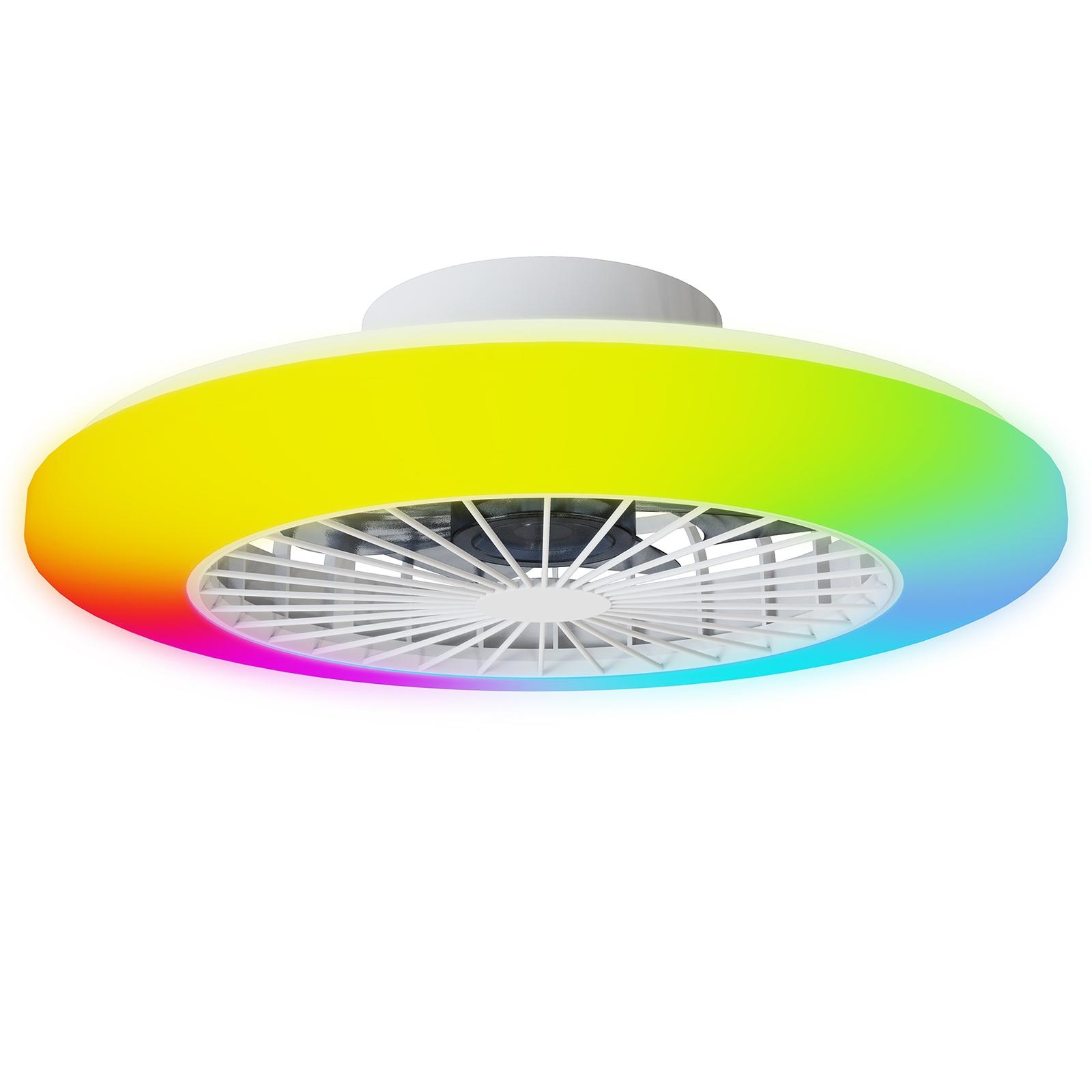 Bluetooth Mesh ceiling ceiling fan light  RGB CCT (3000-6500K) 19.5-inch 7-leaf 6-level white