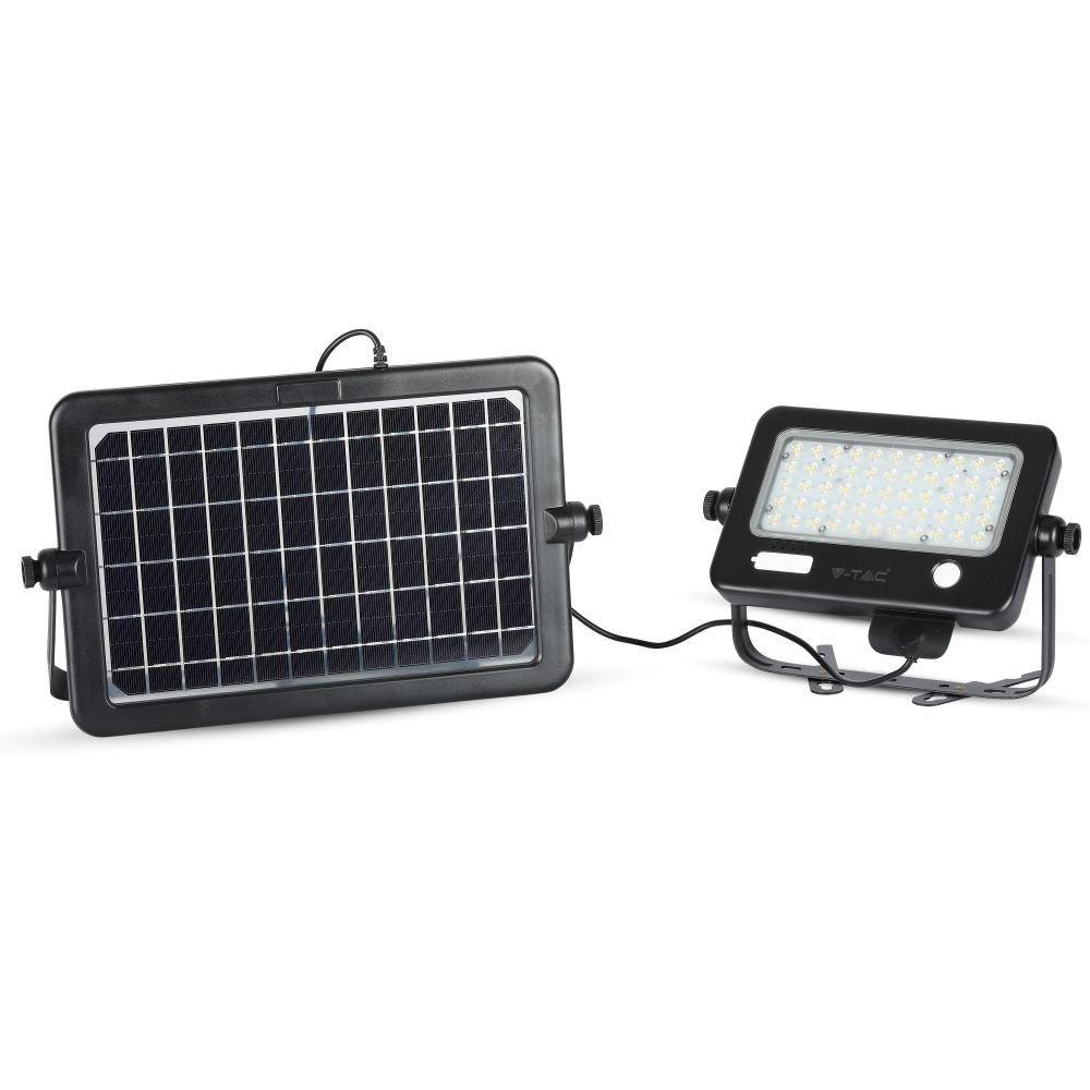 10W Naświetlacz LED solarny, Panel z przewodem, Gniazdo USB, Barwa:4000K , Obudowa: Czarna, VTAC, SKU 8674