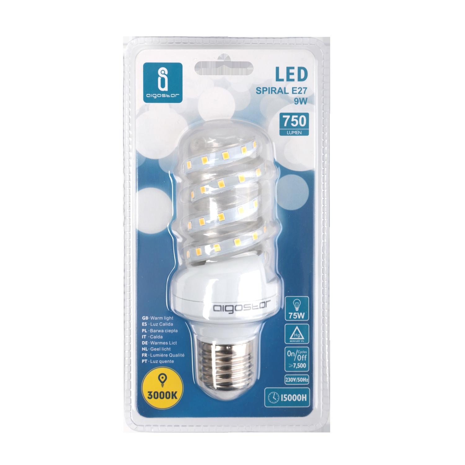 LED E27 9W Spiral tube