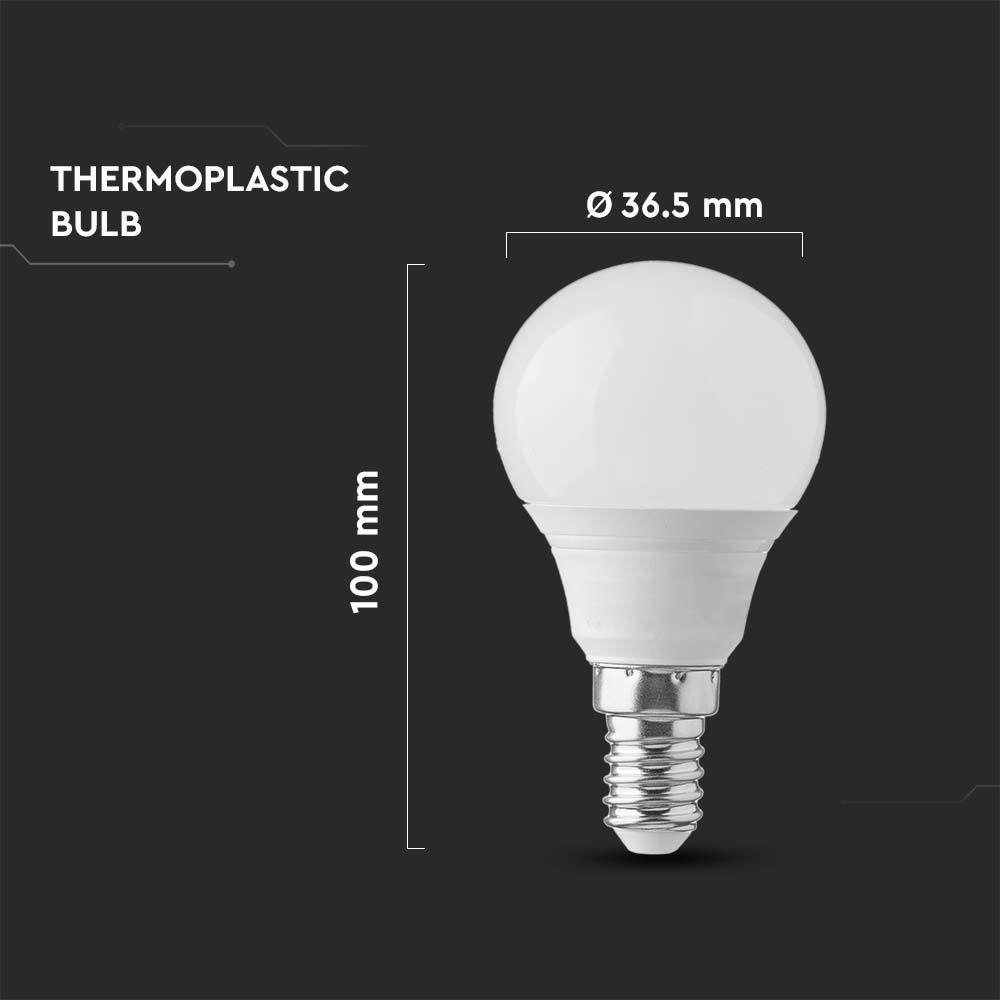 4.5W Żarówka LED P45, Barwa:3000K, Trzonek: E14, VTAC, SKU 2142501