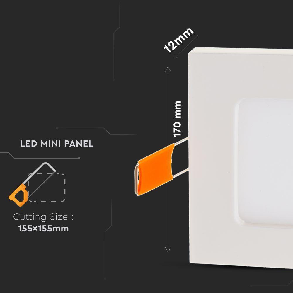 VT-1207 12W LED PREMIUM PANEL 4000K SQUARE