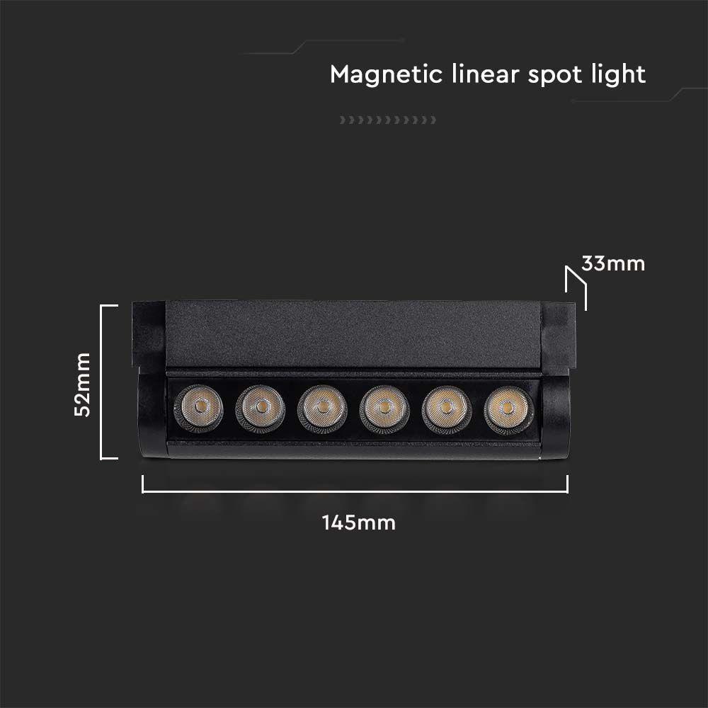 5W Lampa LED na szynoprzewód MAGNETIC regulowana, Barwa: 3000K, Obudowa: Czarna , VTAC, SKU 10258