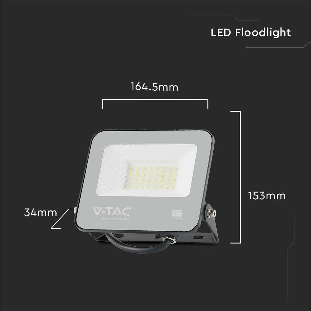 VT-4435 30W FLOODLIGHT 4000K BLACK BODY GREY GLASS 185LM/W