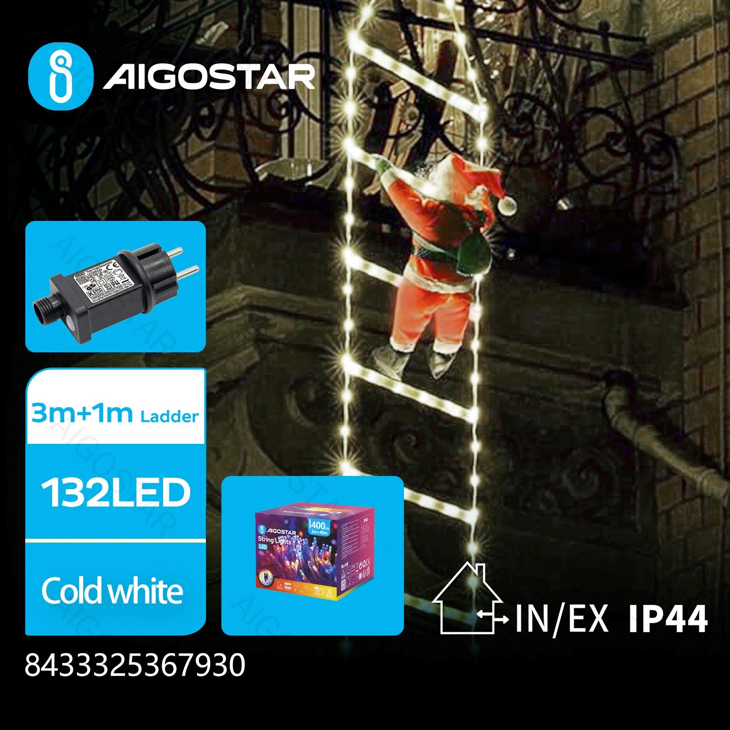 Low-voltage Santa Claus with climbing ladder, 3m+1m, cool white