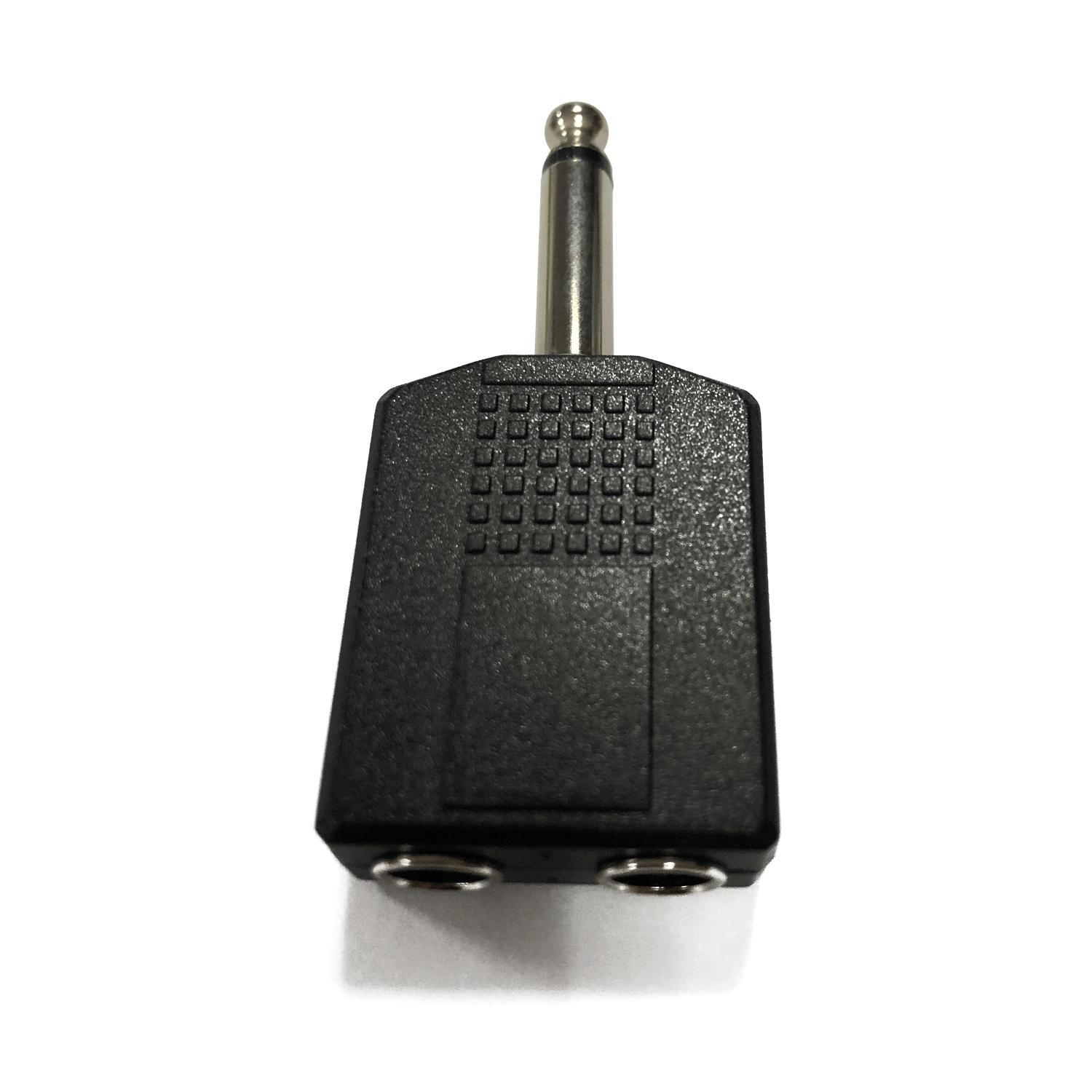 Audio/Video Connector 6.35 Male to 2*6.35 Female Black