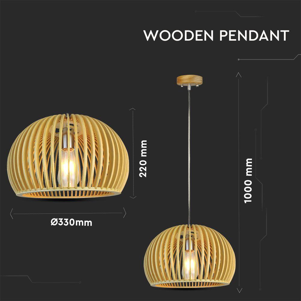 VT-3200 WOODEN PENDANT WITH CHROME DECORATIVE CAP-E27