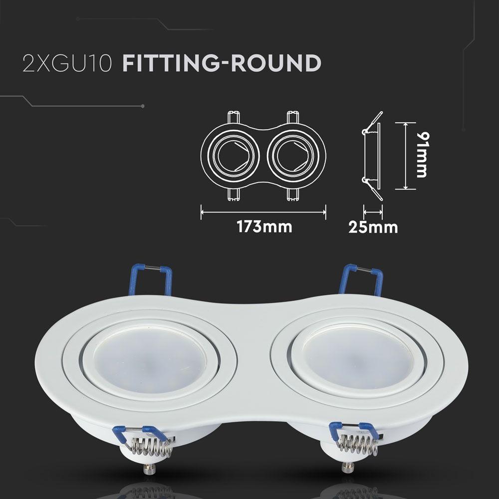 VT-783 2xGU10 FITTING ROUND WHITE