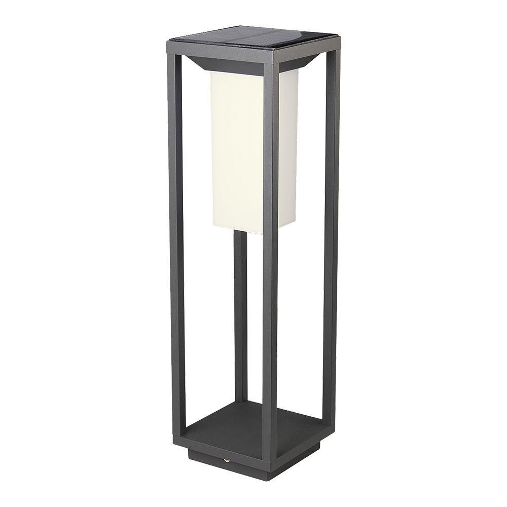 VT-66 2W LED SOLAR BOLLARD WITH SAMSUNG LED CHIP 3000K GREY BODY