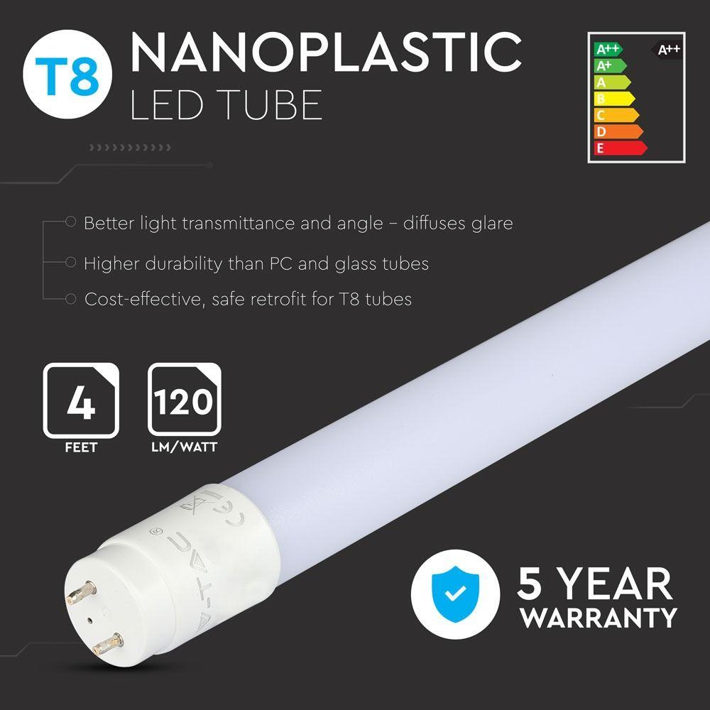 VT-122 18W T8 NANO PLASTIC TUBE (120CM) SAMSUNG CHIP 4000K (120LM/W)