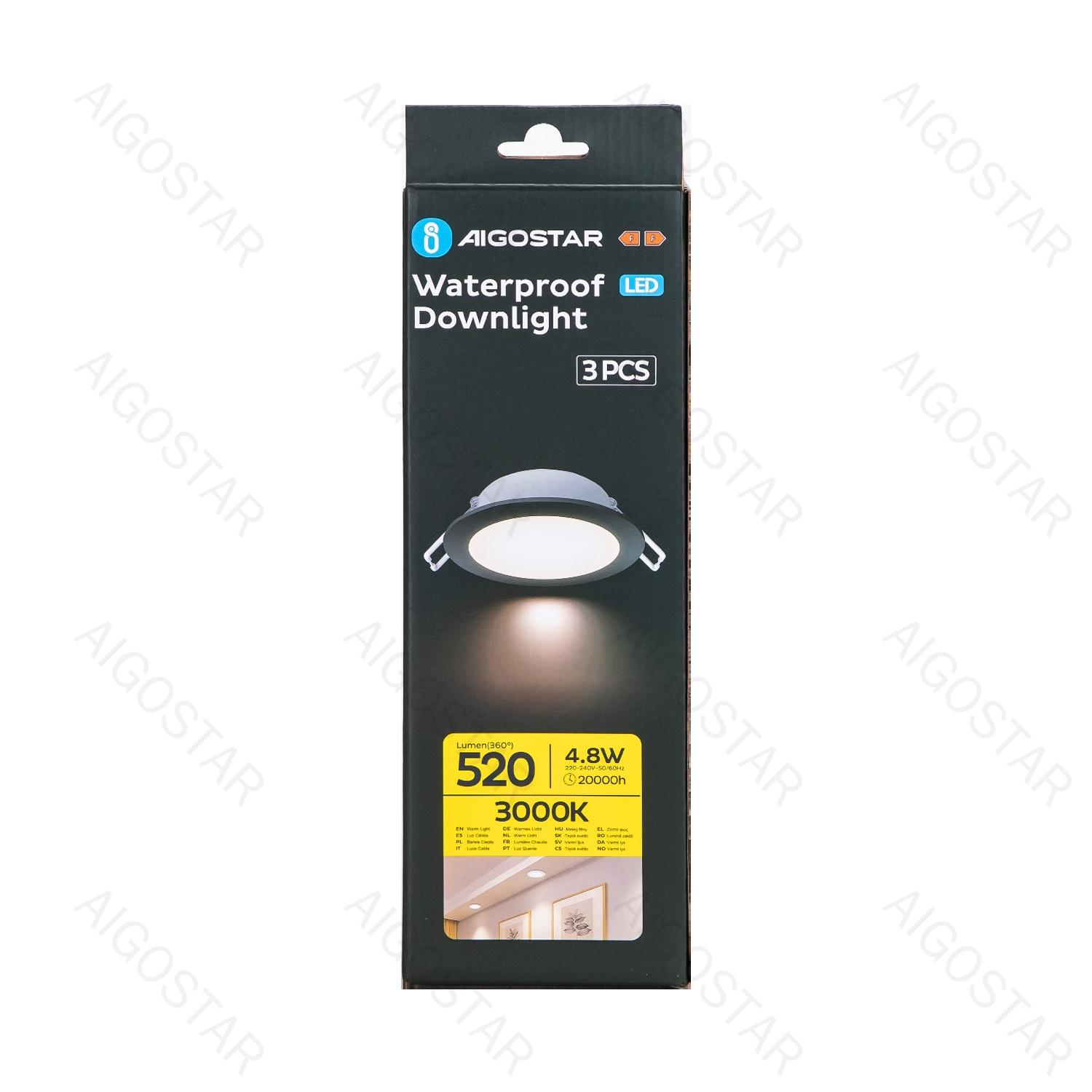 Wodoodporny downlight IP65 4,8W 3000K 3szt.