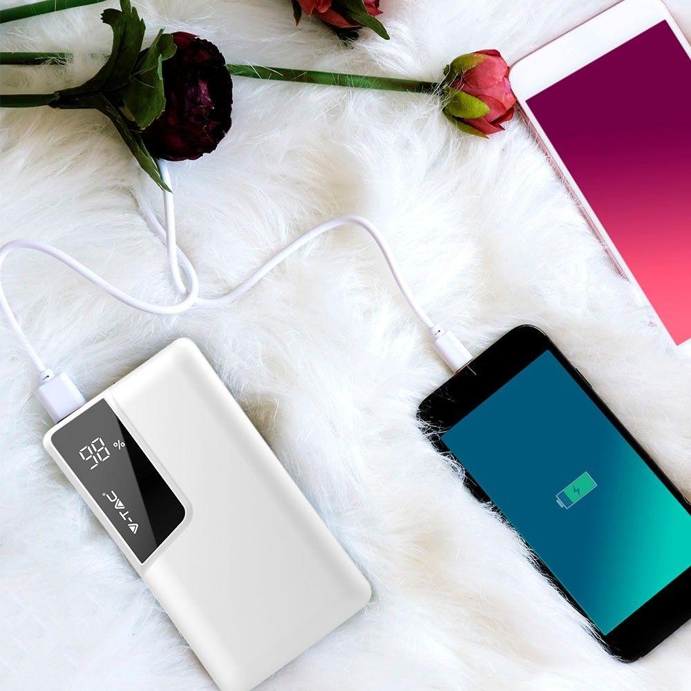 Power Bank, Litowo Polimerowy - 3.7V, 10000mAh, Biały, VTAC, SKU 8870