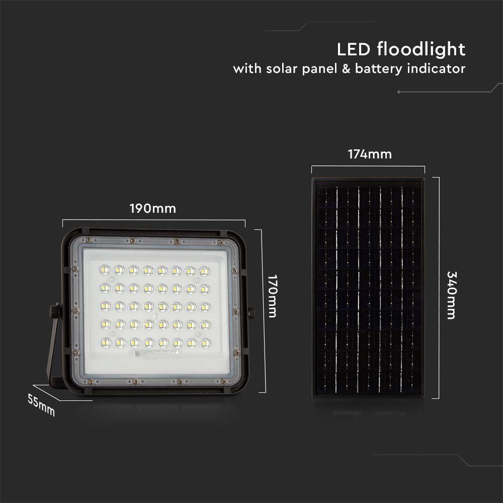 VT 80W LED SOLAR FLOODLIGHT 6400K 6000 mAh BATTERY 3M CABLE SMART IR REMOTE FAST CHARGE