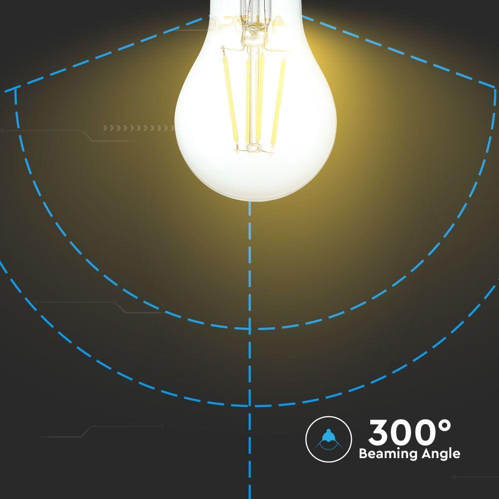 4W A60 Żarówka LED Filament, Barwa:2700K, Ściemniana, Trzonek:E27, VTAC, SKU 4364