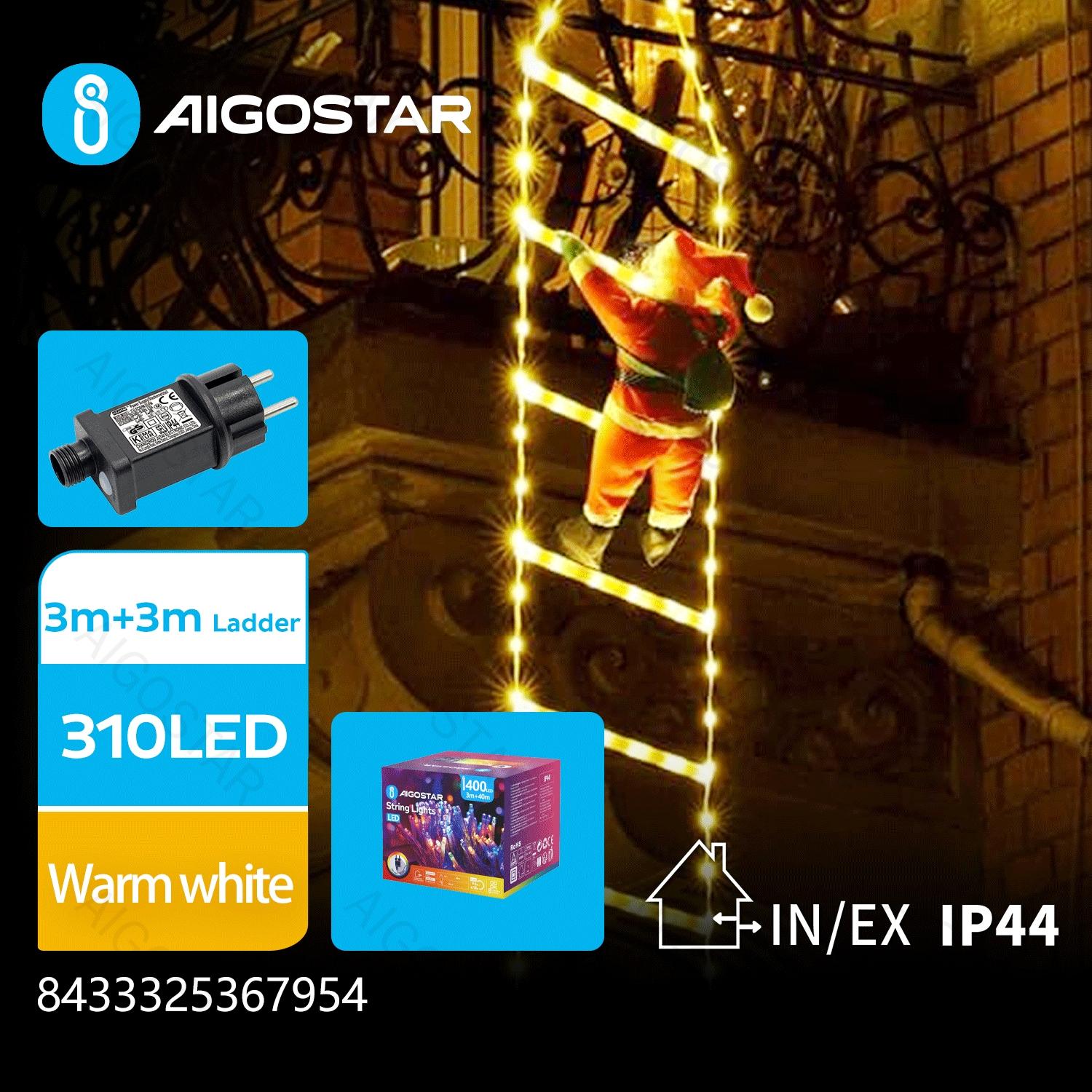 Low-voltage Santa Claus with cimbing ladder, 3m+3m, warm white