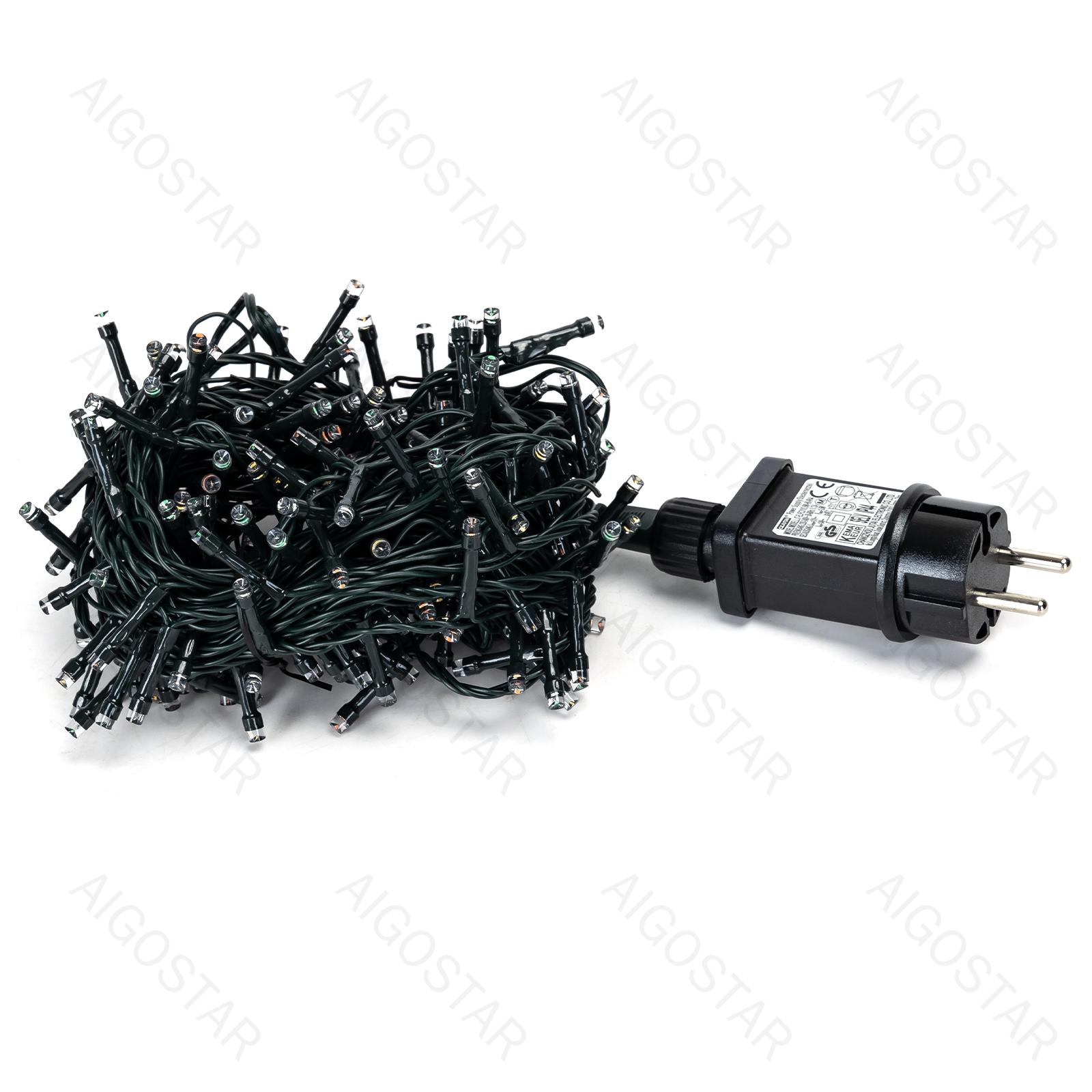 Low Voltage Flat String Lights-RGBY-3M+10M-200LED-5CM/LED-green black wire-8blink+time+IP44