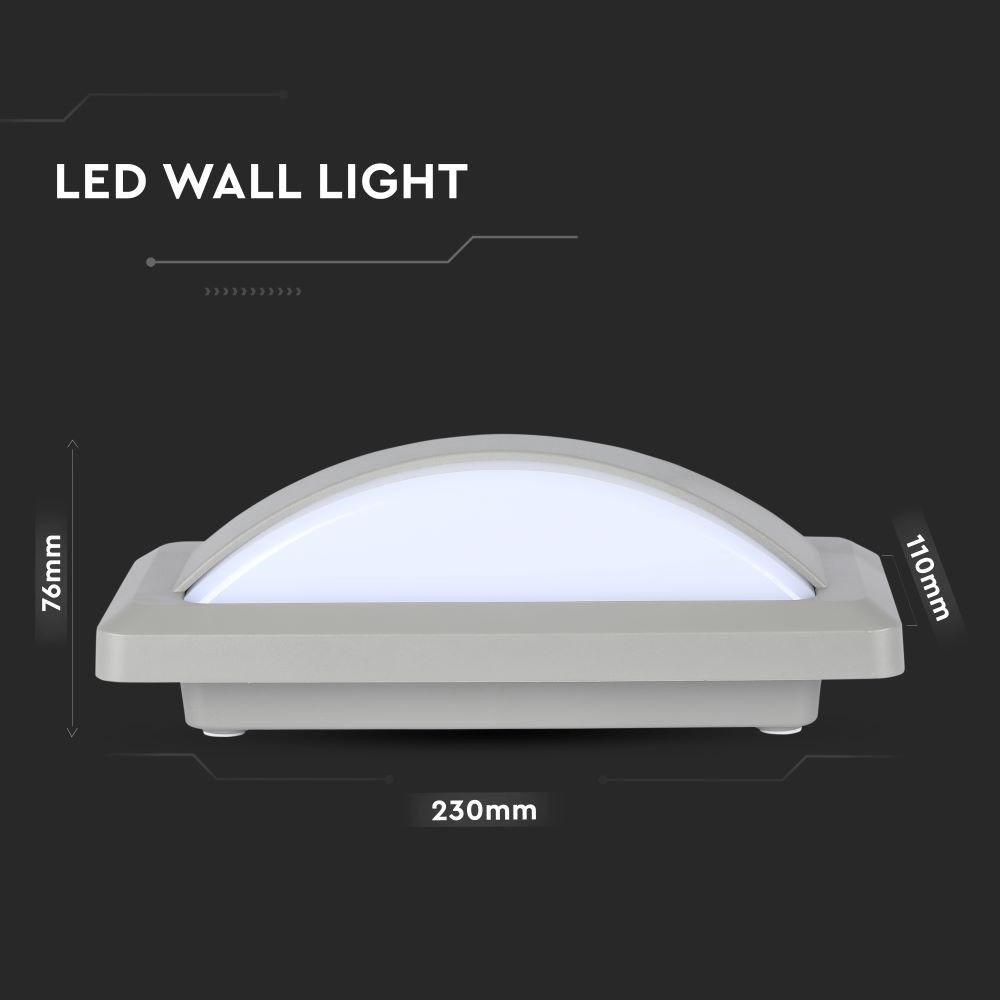 12W Lampa ścienna LED, Barwa:6400K, Obudowa: Szara, VTAC, SKU 8247