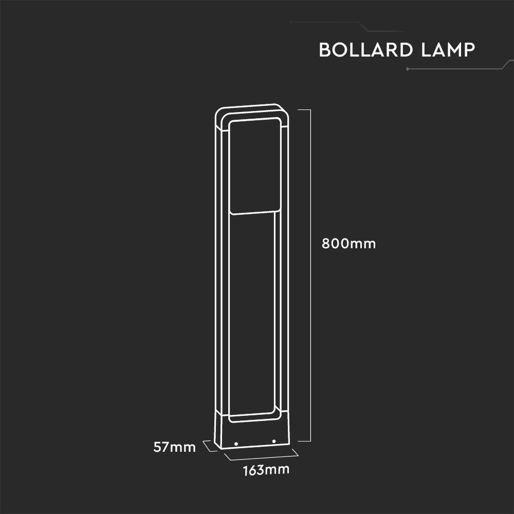 VT-33 10W LED BOLLARD LAMP SAMSUNG CHIP 3000K IP65 BLACK BODY