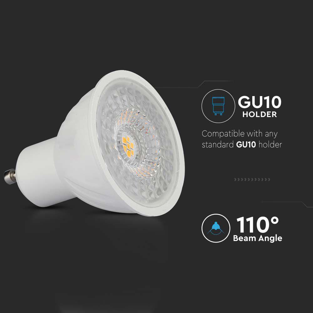 6W GU10 Żarówka LED, Chip SAMSUNG, Barwa:4000K, Kąt 110', Trzonek:GU10, VTAC, SKU 21193