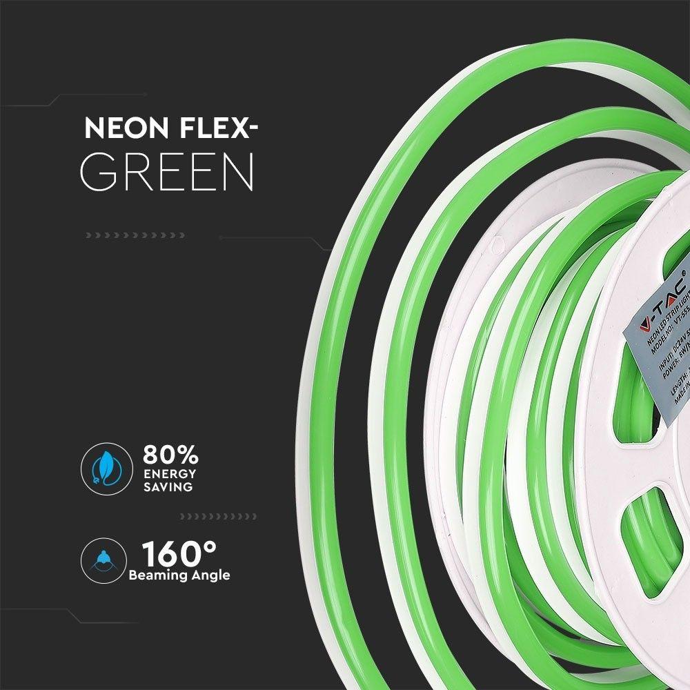 NEON FLEX, Barwa: Zielony, Zasilanie: 24V, Rolka:10m, VTAC, SKU 2517