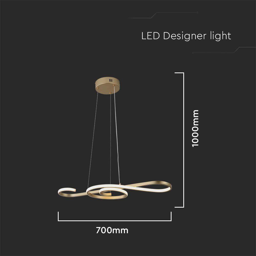 Dekoracyjna Lampa Wisząca LED,  Barwa: 3000K, Obudowa: Złota     , VTAC, SKU 8021