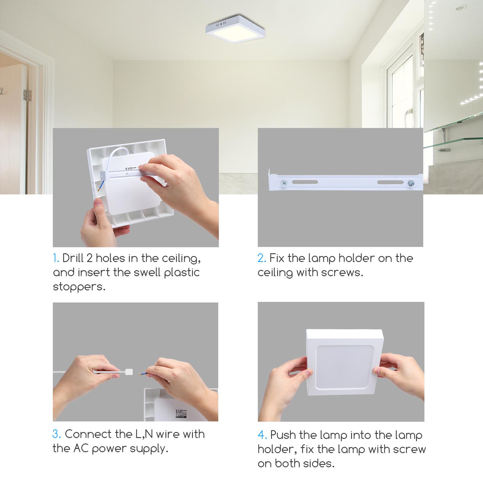 E6 LED  Surface-mounted Square Downlight 12W White Light