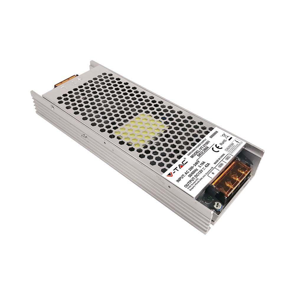 500W Zasilacz LED, Zasilanie:12V 42A, IP20, VTAC, SKU 2694