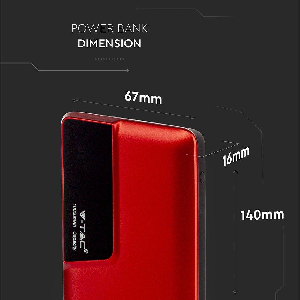 VT-3511 10000mah POWER BANK WITH DIGITAL DISPLAY & USB TYPE-C-RED