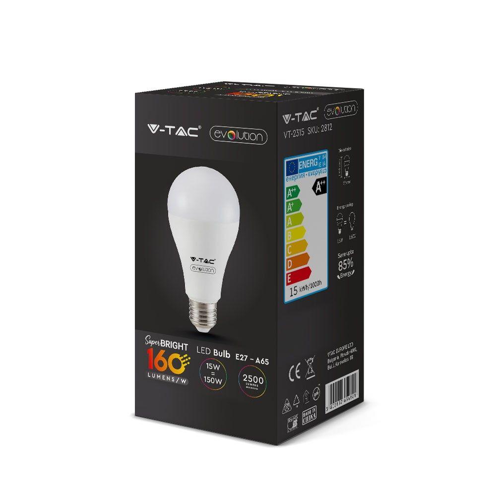 VT-2315 15W A65 LED PLASTIC BULB 6400K E27(160LM/WATT)