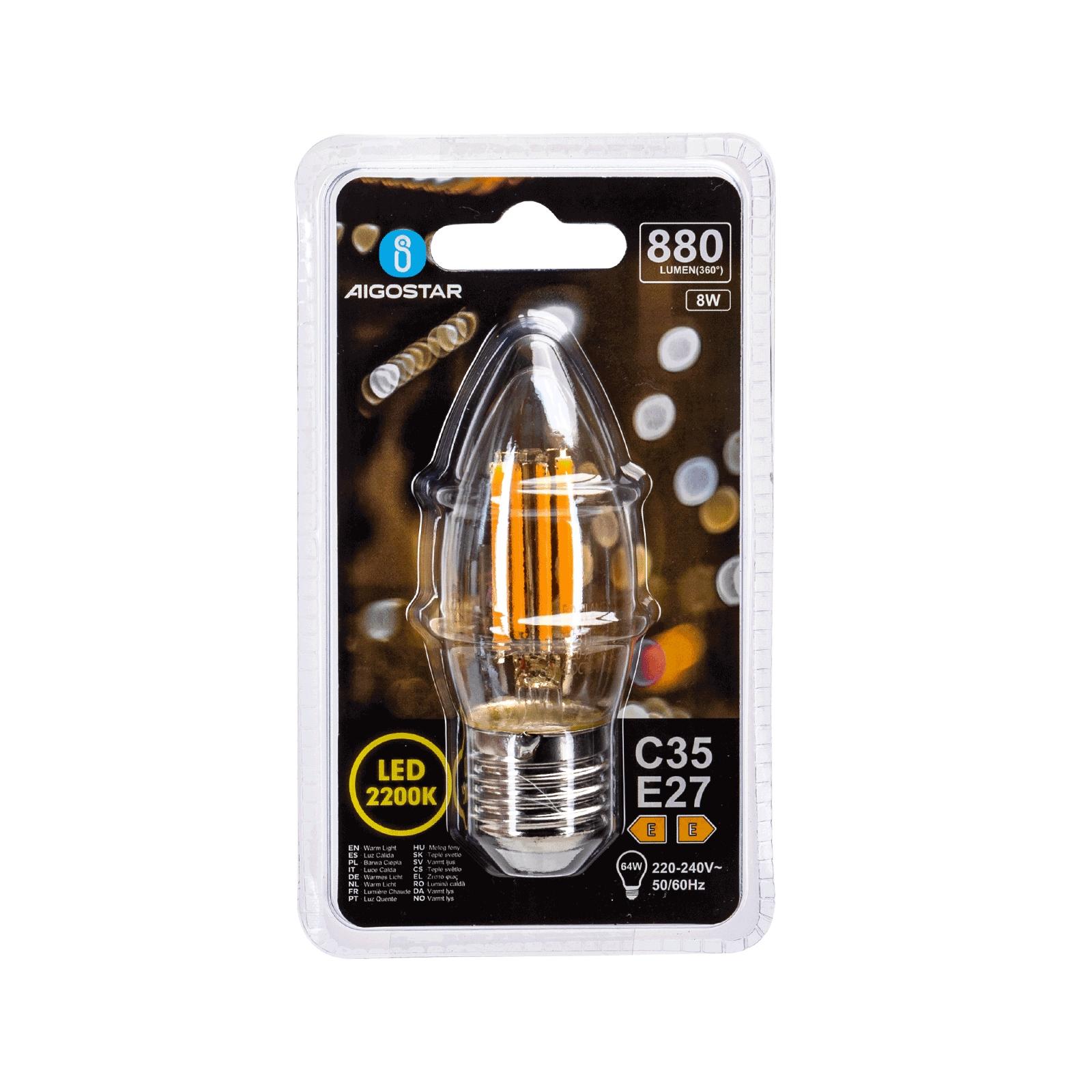 Żarówka LED Filament (Bursztynowa) C35 E27 8W