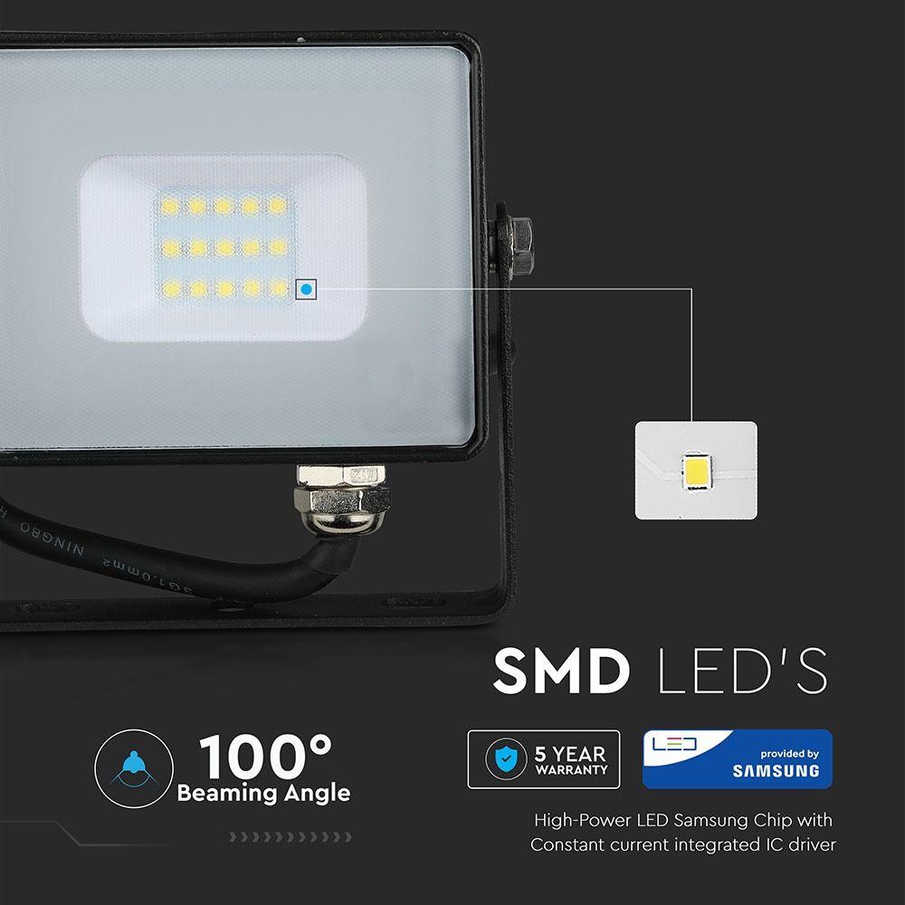 10W Naświetlacz LED SMD, Chip SAMSUNG, Barwa:6400K, Obudowa: Czarna , VTAC, SKU 426