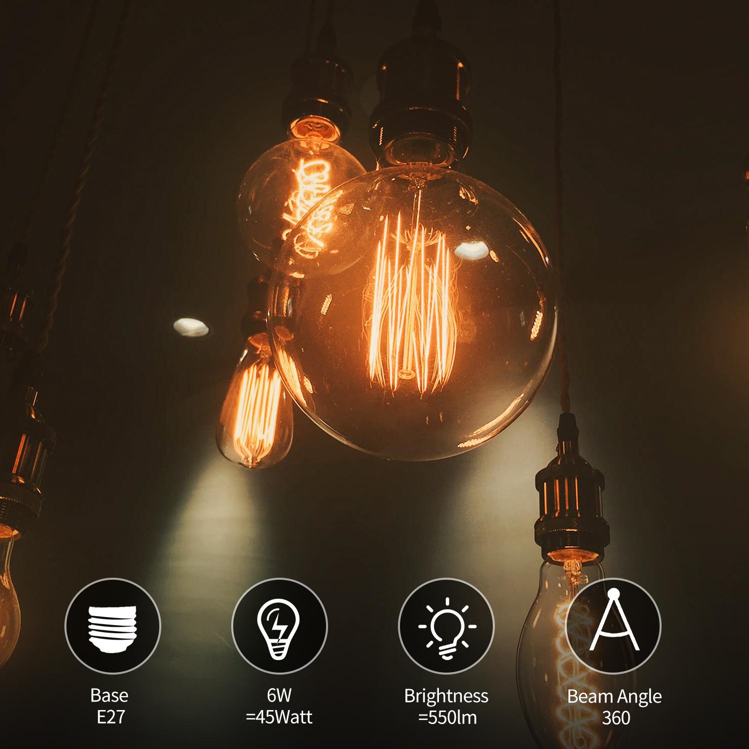 LED Filament Bulb (Amber) G95 E27 8W