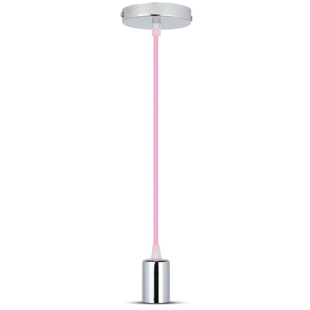 Lampa wisząca, oprawka chrom + przewód Jasny różowy, VTAC, SKU 3789