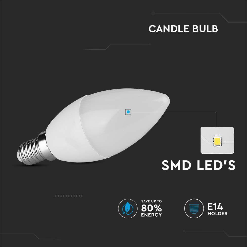 3.7W C35 Żarówka LED, Barwa:4000K, Trzonek:E14, VTAC, SKU 214166