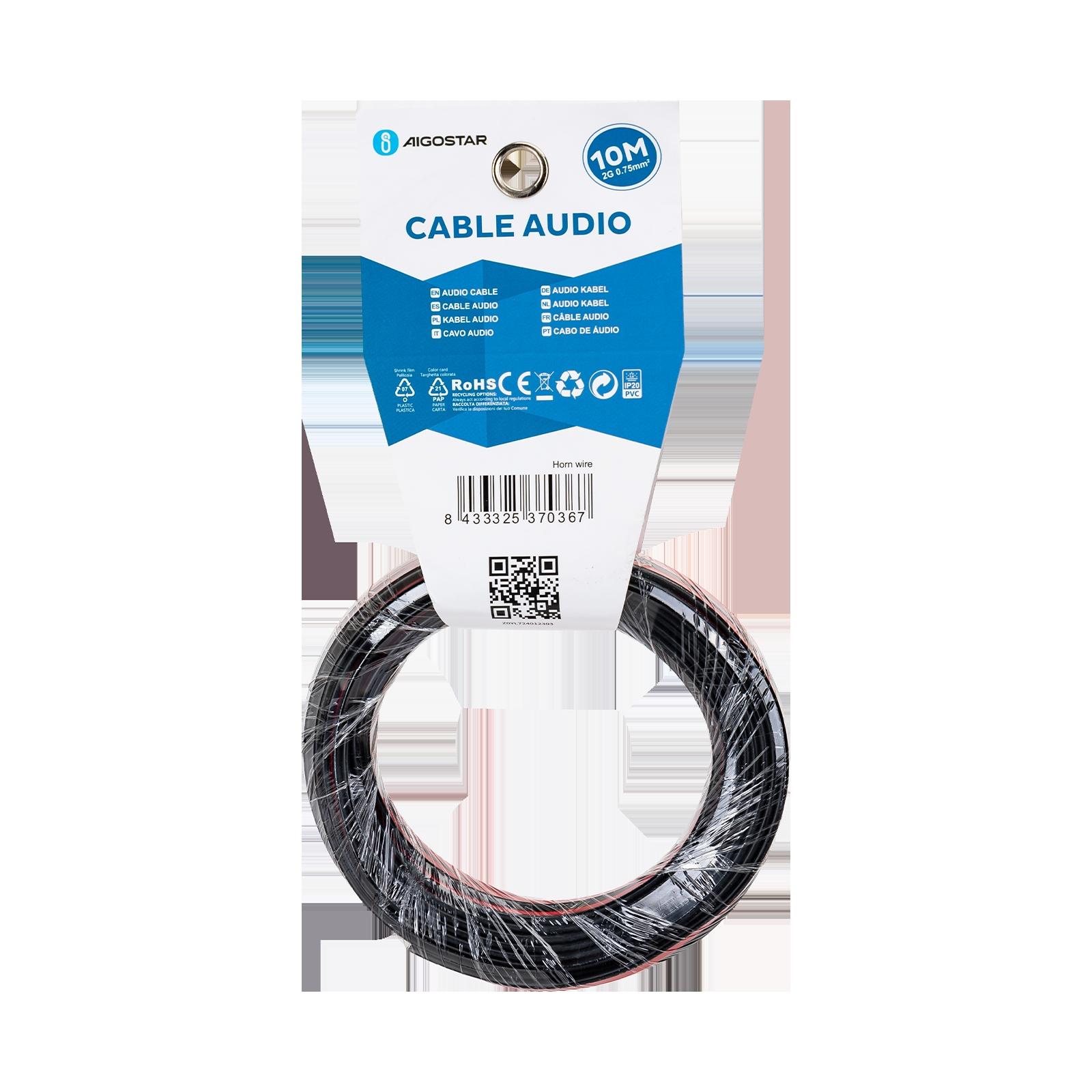 AUDIO CABLE 2G0.75MM2 10M WITH WHITE AND BLACK