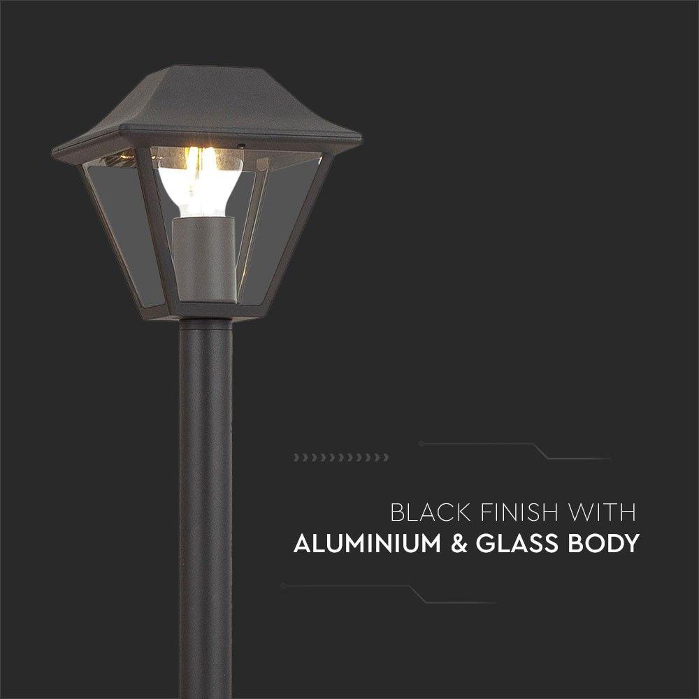 VT-845 E27 POLE LAMP -MATT BLACK(CLEAR GLASS)