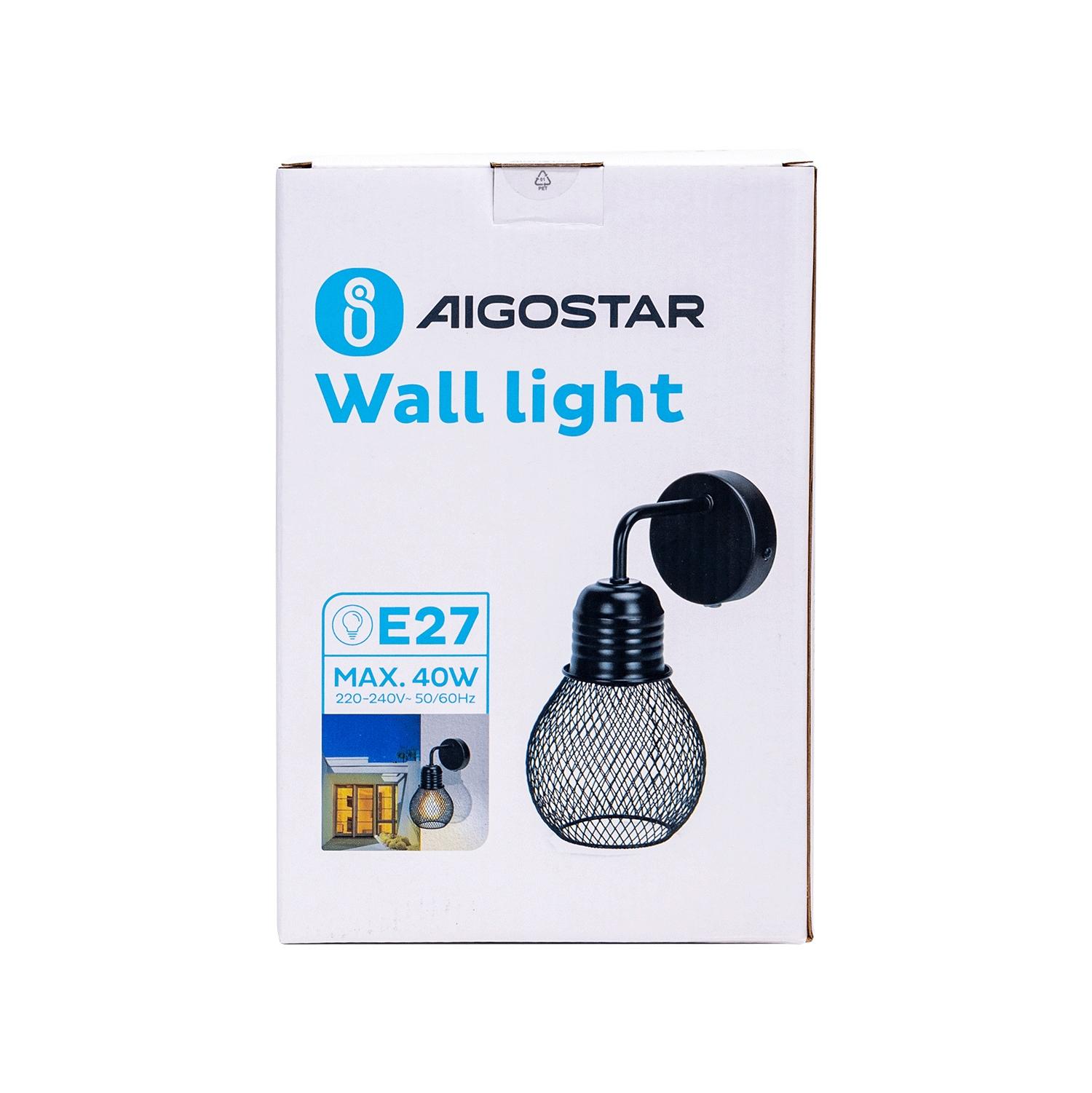 Metal wall light black (without light source) E27