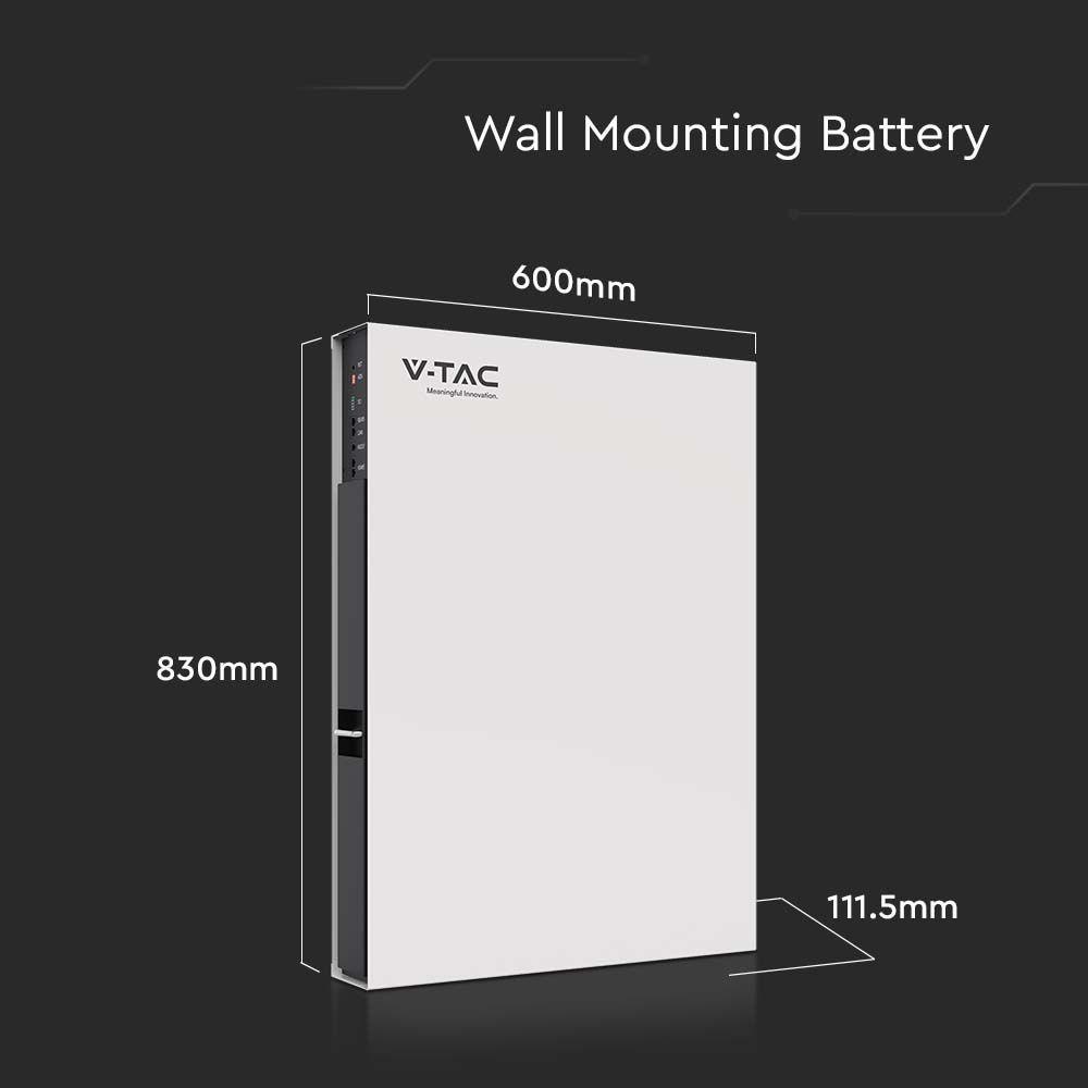 NISKONAPIĘCIOWY MAGAZYN ENERGII VT-48160 BATERIA LiFePo4 O MOCY 7,68kWh 160Ah/48V; BATERIA NAŚCIENNA TYPU SLIM; WBUDOWANY BMS; 5 LAT GWARANCJI; IP 20; 5000 CYKLI ŁADOWANIA  , VTAC, SKU 11548