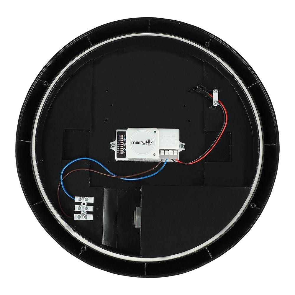 12W Plafon Okrągły, Czujnik mikrofalowy, Barwa:3000K, IP54, Obudowa: Czarna, VTAC, SKU 4981