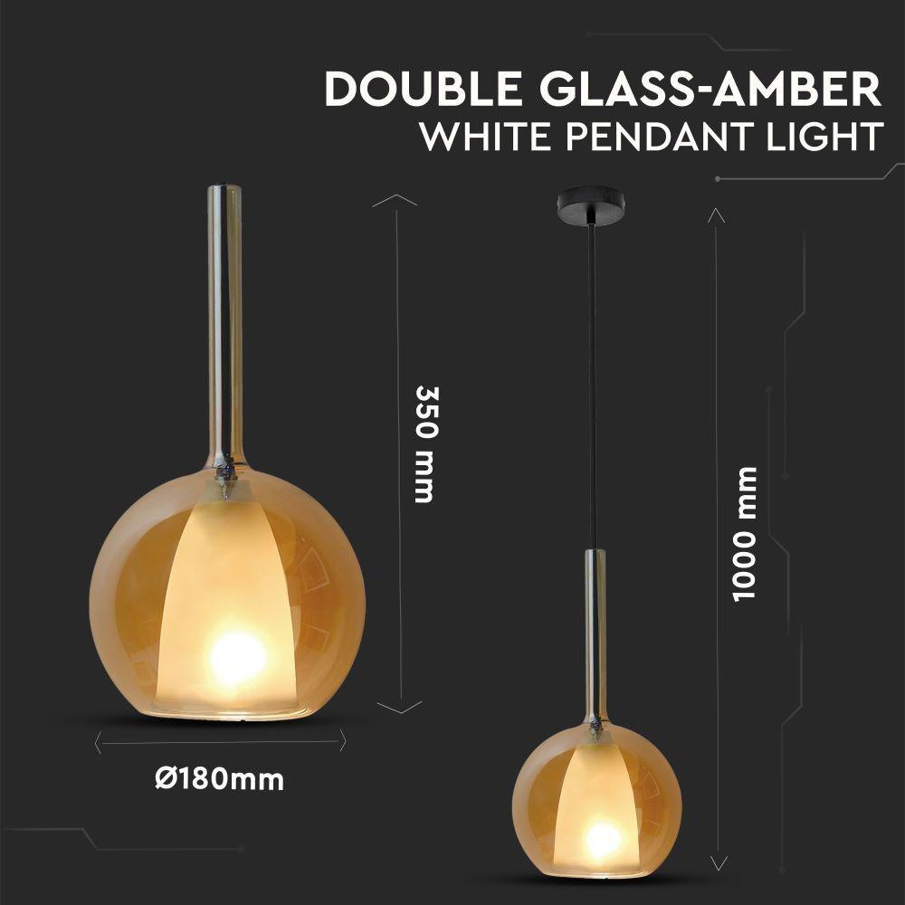 VT-7181 DOUBLE GLASS-AMBER+WHITE PENDANT LIGHT(E27) D:180