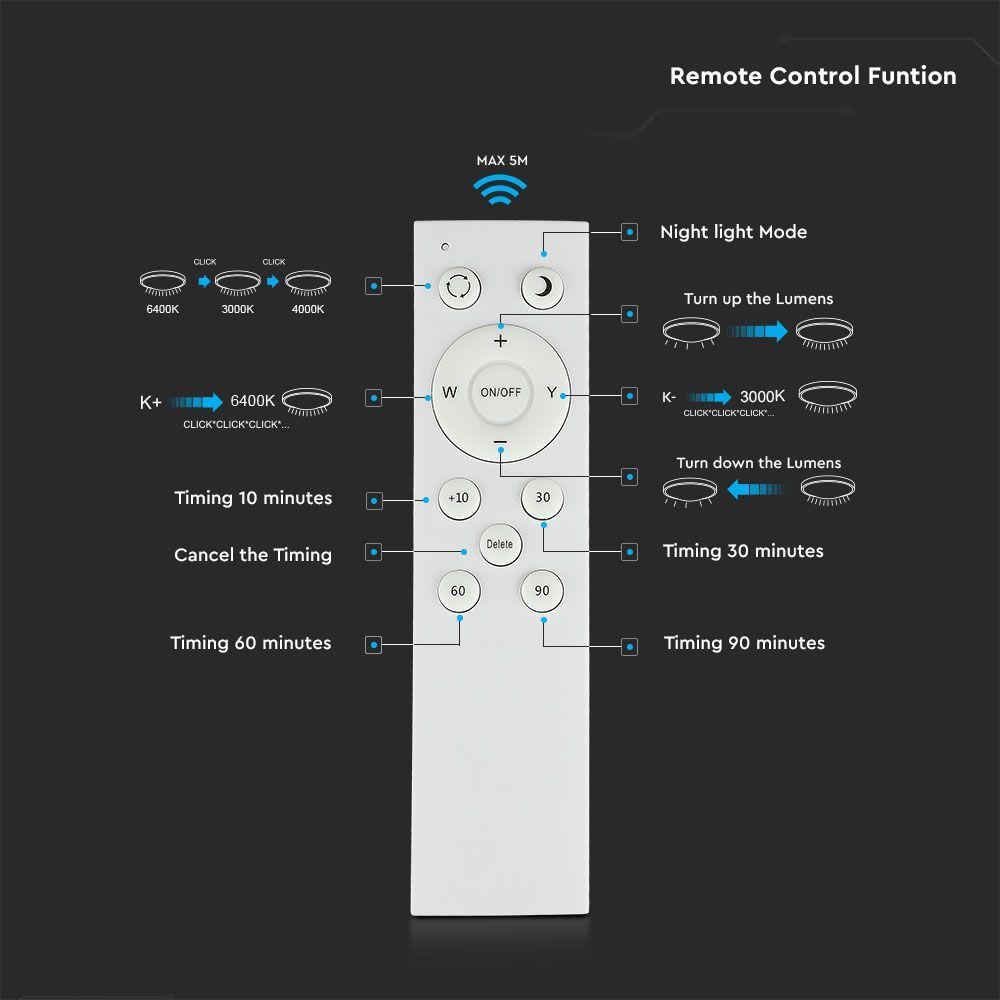 VT-8557 LED 30W/60W/30W DESIGNER DOMELIGHT REMOTE CONTROL CCT CHANGING DIMMABLE DIAMOND COVER