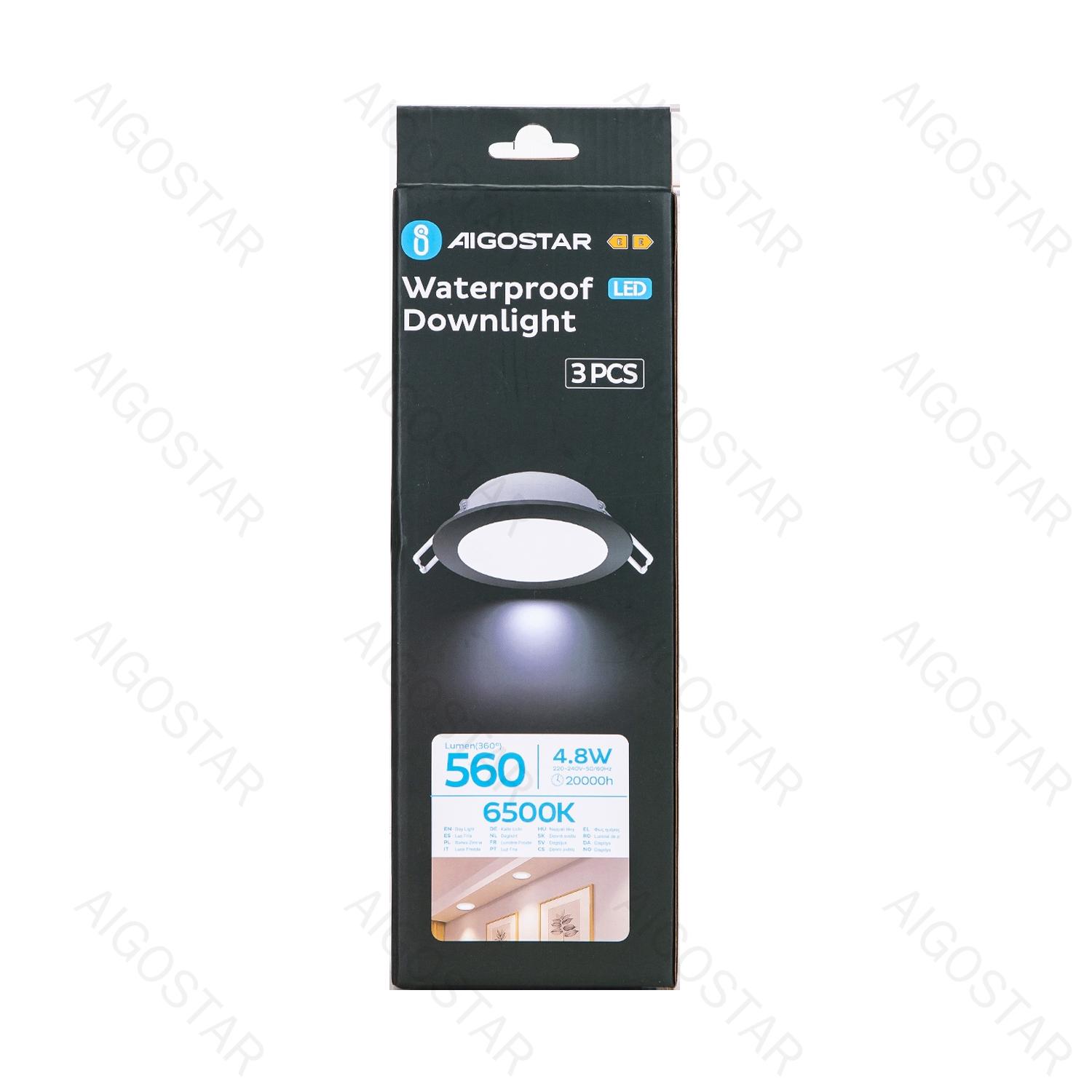 Wodoodporny downlight IP65 4,8 W 6500 K 3 szt.