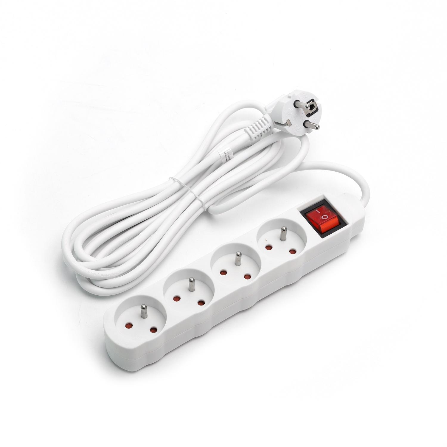 Power strips 4-way 5m H05VV-F 3G1.0m㎡ White