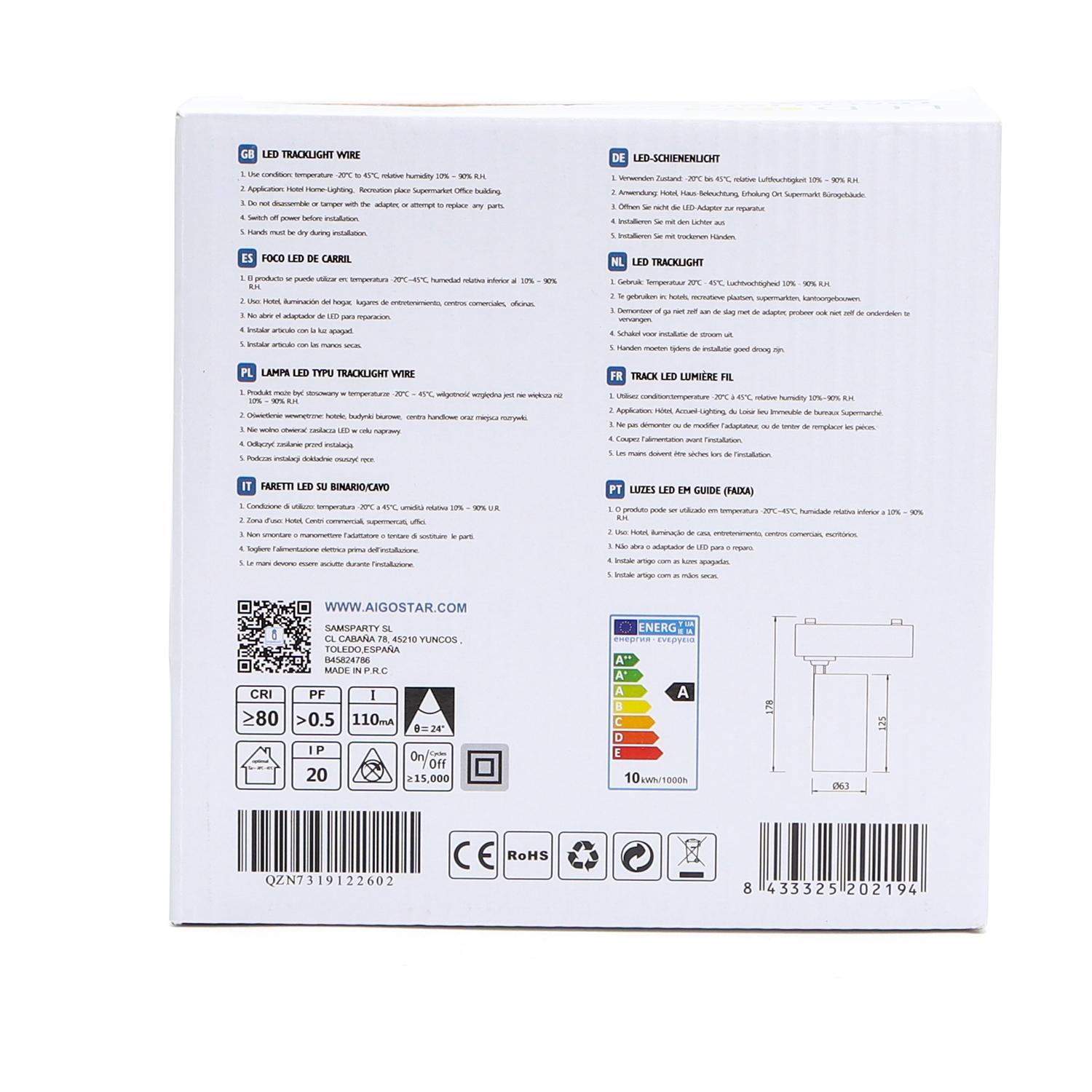 Światło dwutorowe LED, 10W, 6500K, 800lm