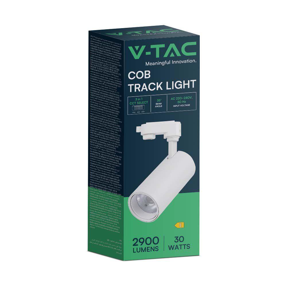 VT-47030 30W COB LED TRACKLIGHT 3IN1 WHITE BODY, WHITE REFLECTOR, WHITE BACK COVER