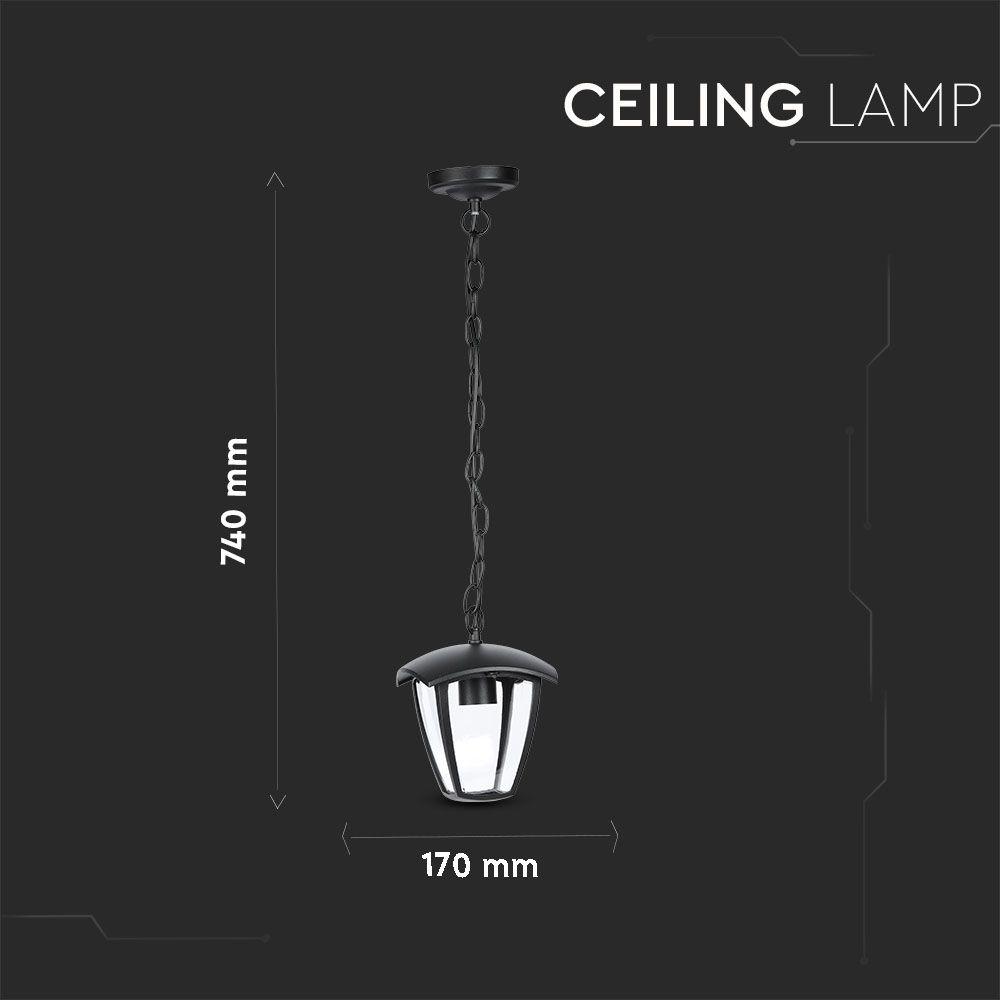 Lampa zwieszana ogrodowa, Okienka: 4x, Obudowa: Czarna, VTAC, SKU 7058